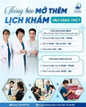THÔNG BÁO: MỞ THÊM LỊCH KHÁM VÀO SÁNG THỨ 7