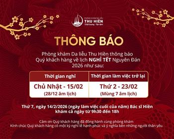 THÔNG BÁO LỊCH NGHỈ TẾT BÍNH NGỌ PHÒNG KHÁM DA LIỄU THU HIỀN