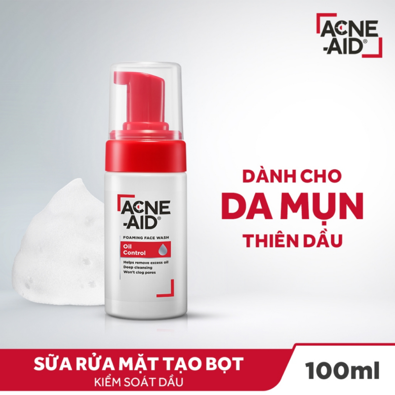 Acne-Aid Foaming Face Wash Oil Control 100ml – Sữa rữa mặt bọt sạch nhờn, mụn trứng cá